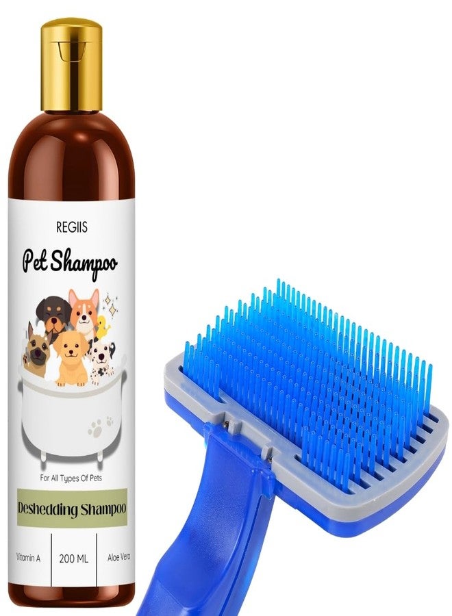 REGIIS Pet Grooming Kit, Deshedding Shampoo 200 ml with Slicker Brush, for All Pets - Image 1